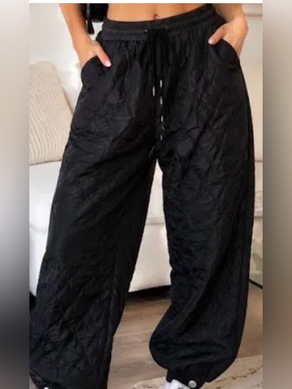 Sandy Liang Quilted Pants in Black